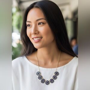 🔹Gold, Blue & Red Beaded Necklace